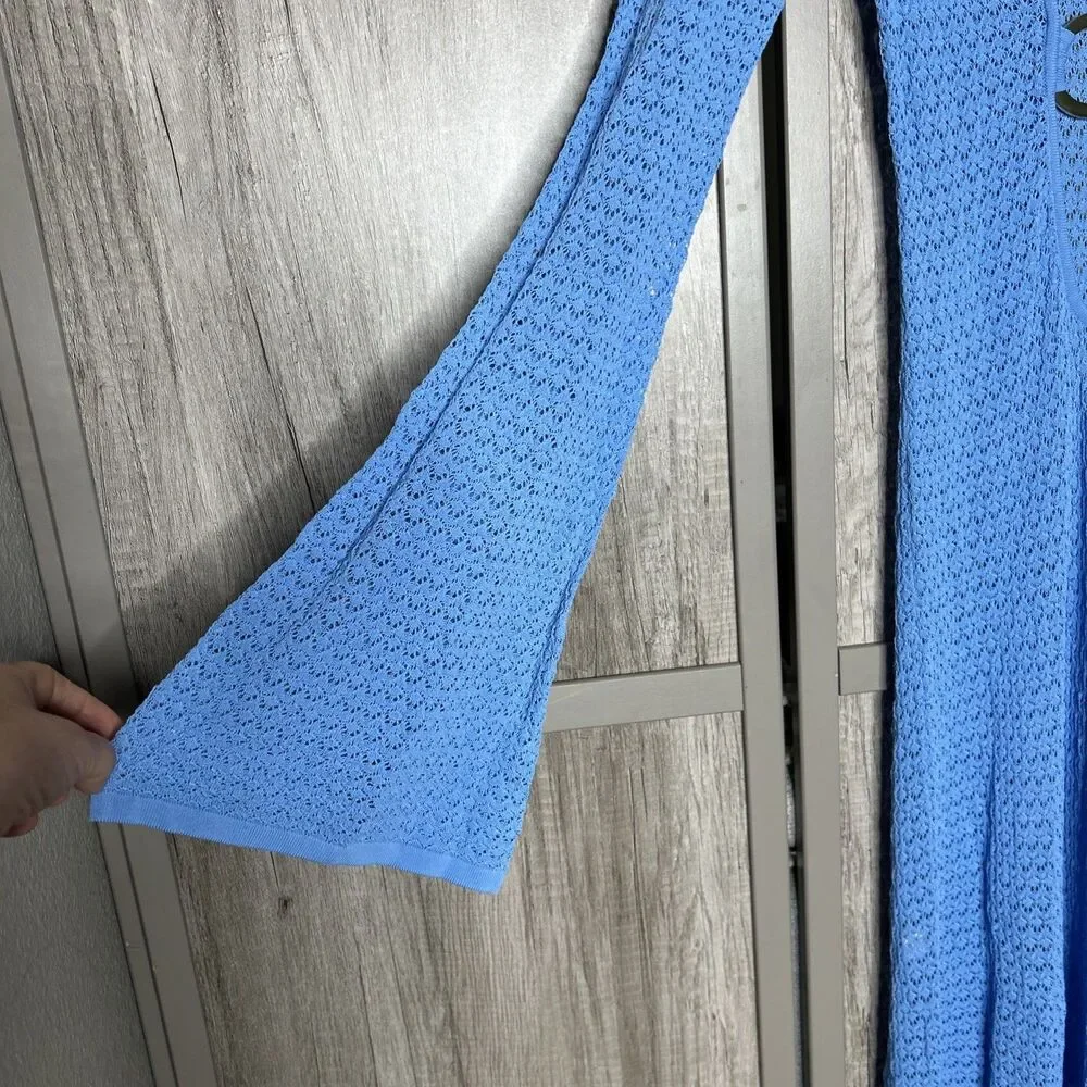 Monday Montego Dress Size S Azure Lace Crochet Maxi Swim Cover Up Blue Color